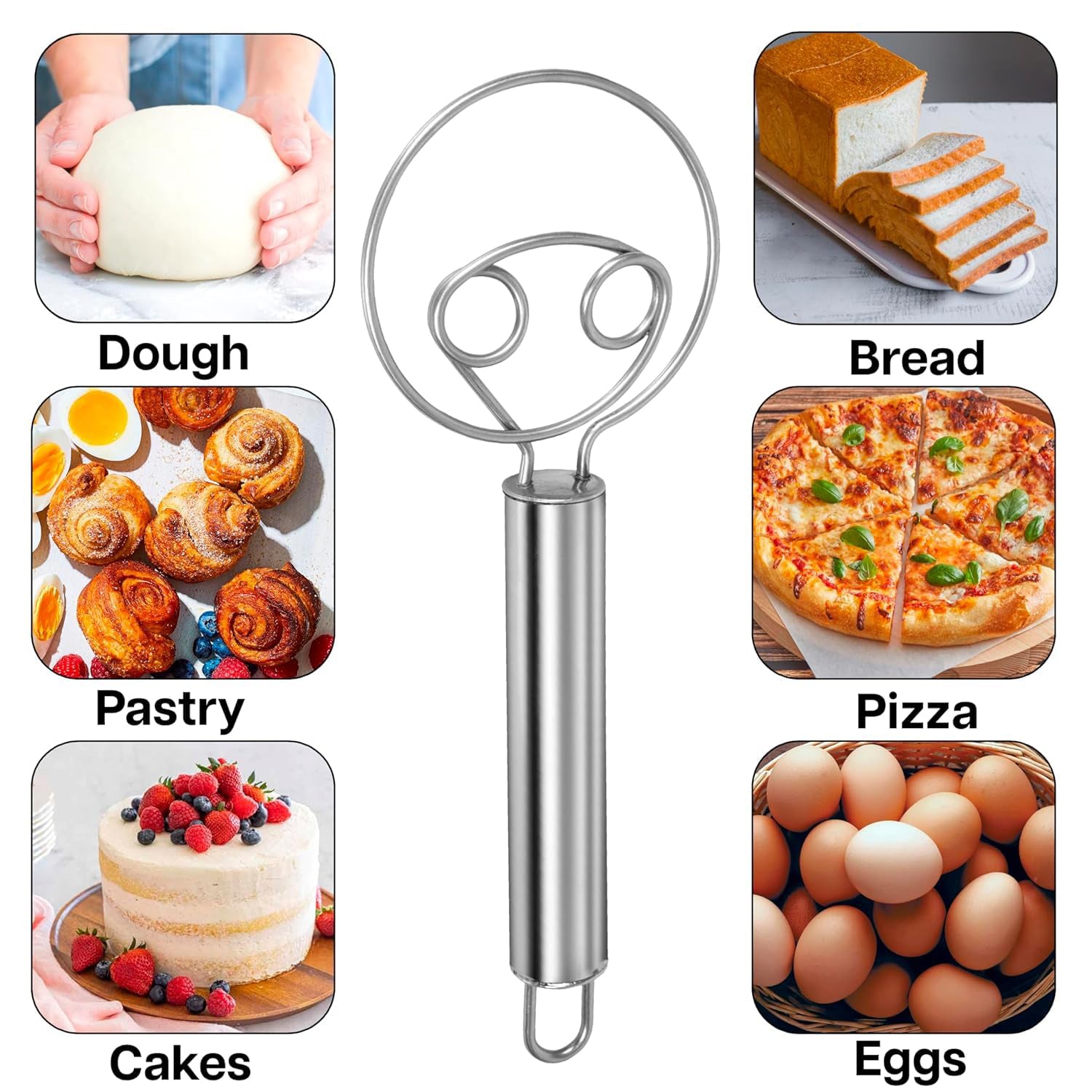 Stainless Steel Danish Dough Whisk - (1 Pc / Big)