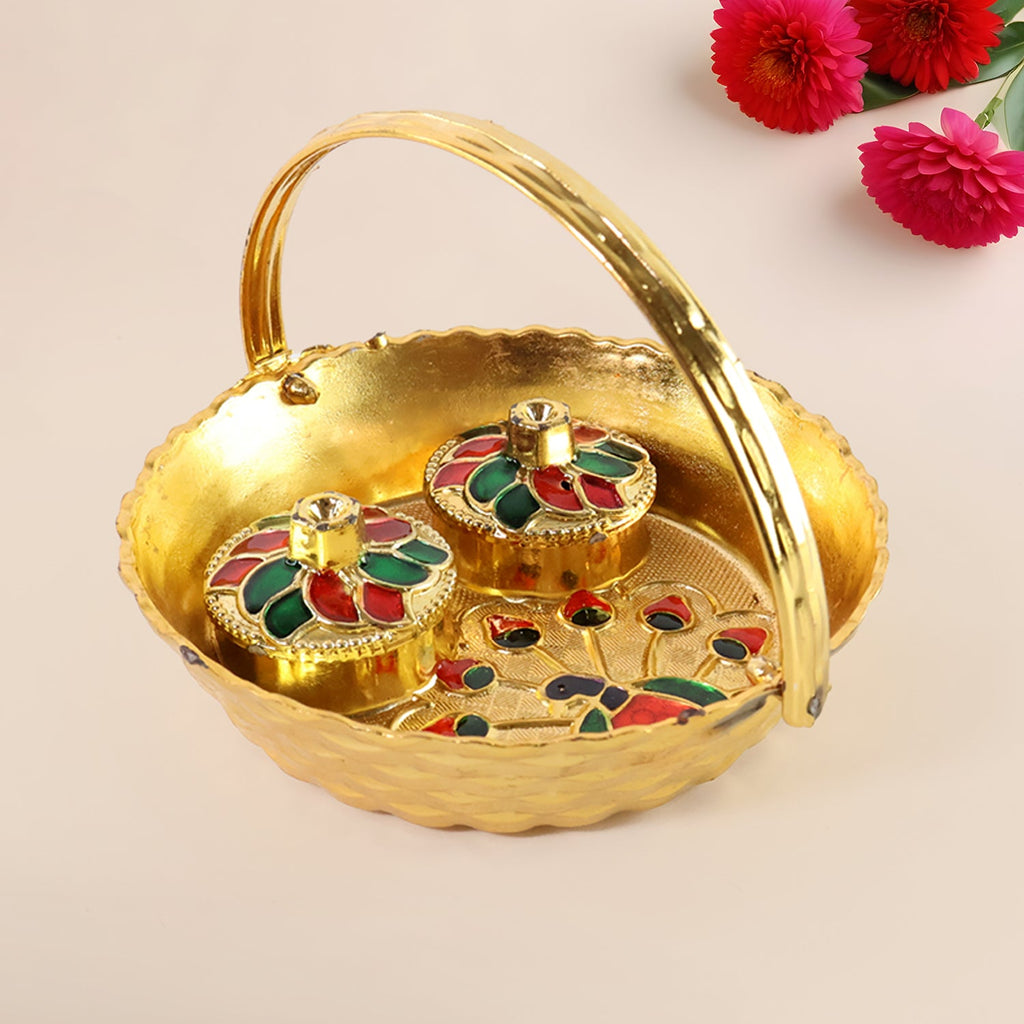 Peacock Meenakari Pooja tray - (1 Pc)